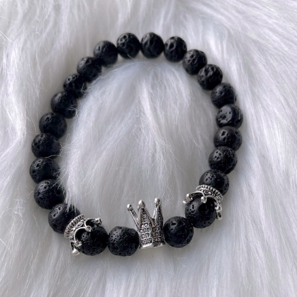 🌑 👑 Black Volcanic Crown Bracelet 🌑👑